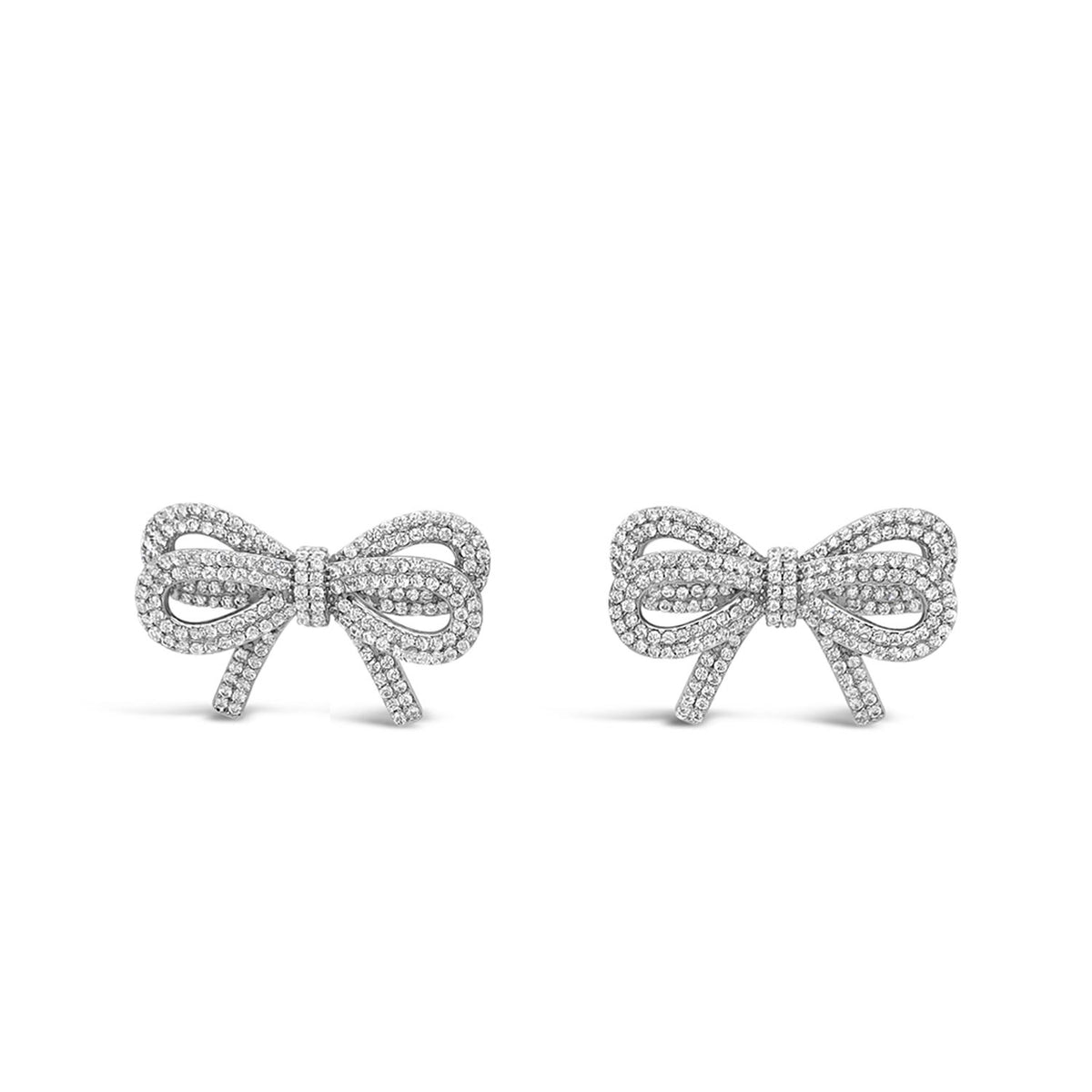 Absolute Pavé Bow Statement Earrings, Silver