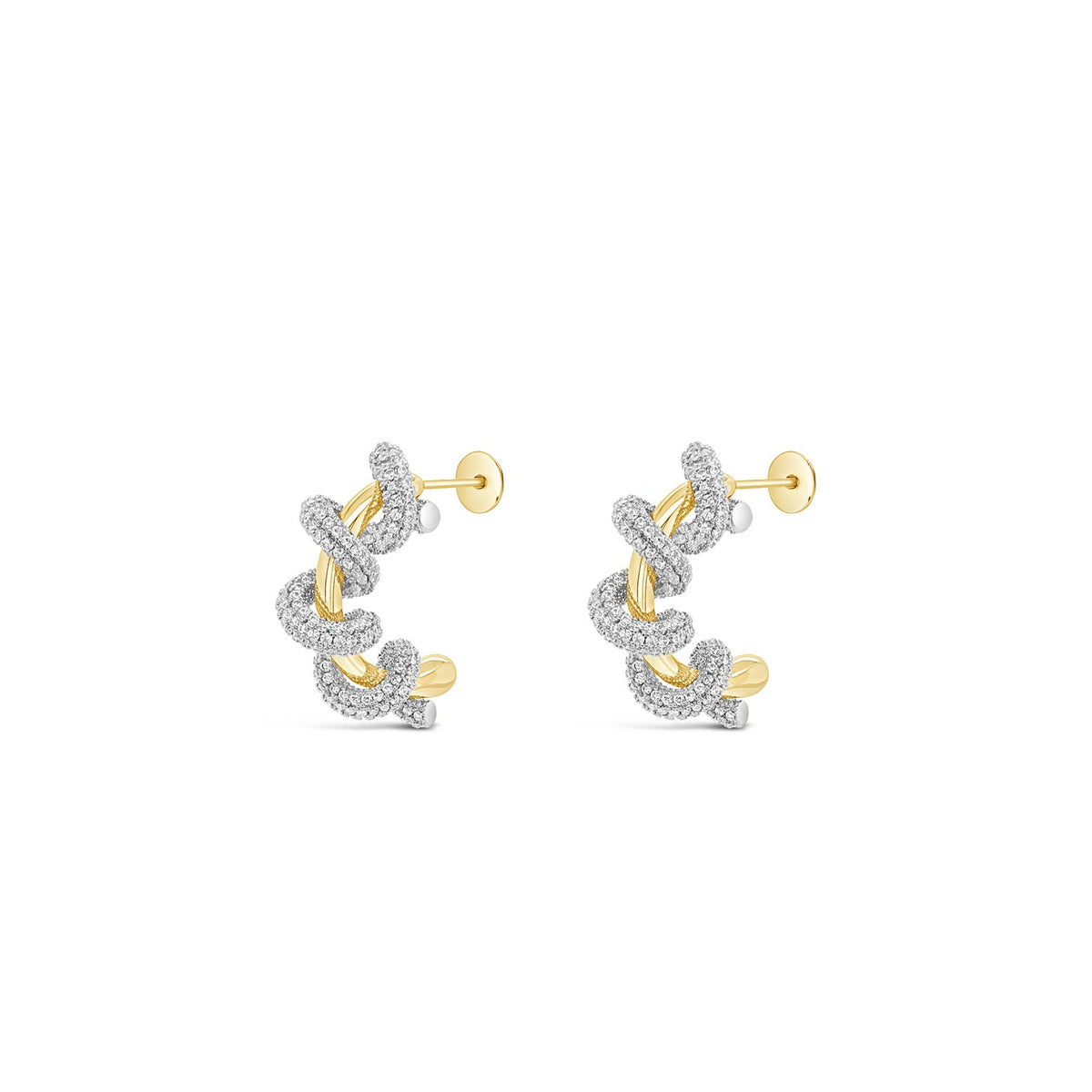 Absolute Pavé Swirl Half Hoop Earrings, Gold