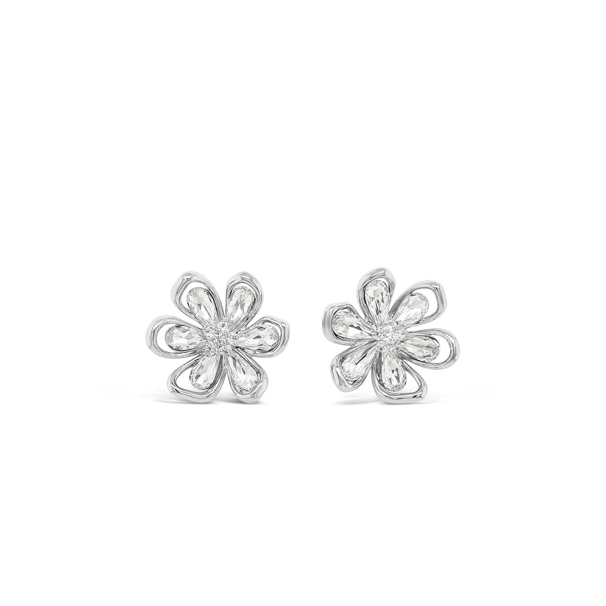 Absolute CZ Daisy Earrings, Silver