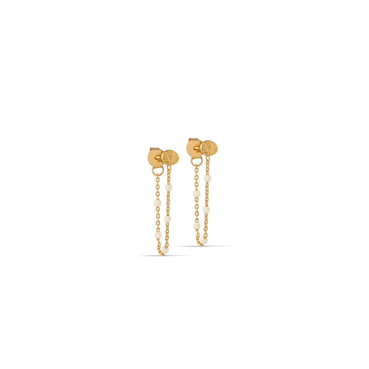 Enamel Lola Earrings, Gold & Cream