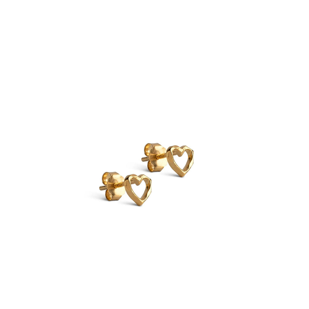 Enamel Organic Heart Stud Earrings, Gold