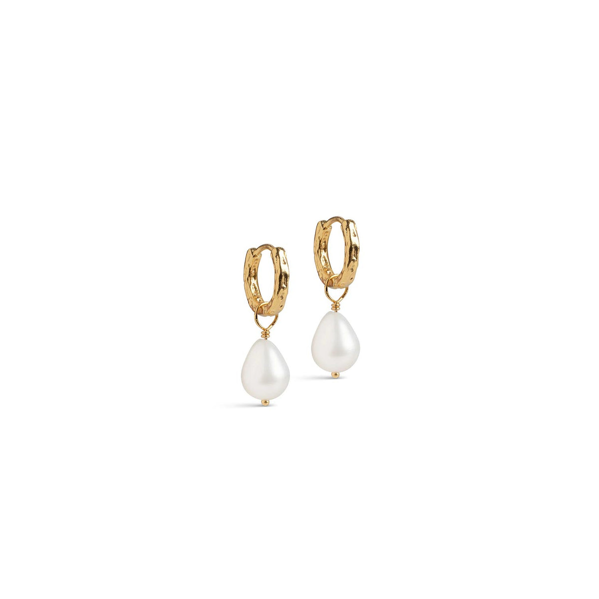 Enamel Significant Pearl Huggie Hoop Earrings, Gold