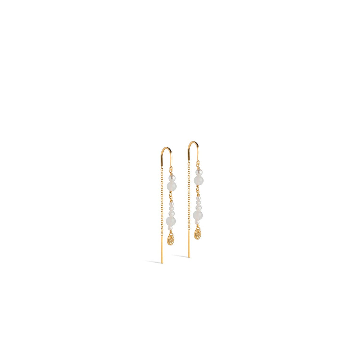 Enamel Sofia Pearl Earrings, Gold