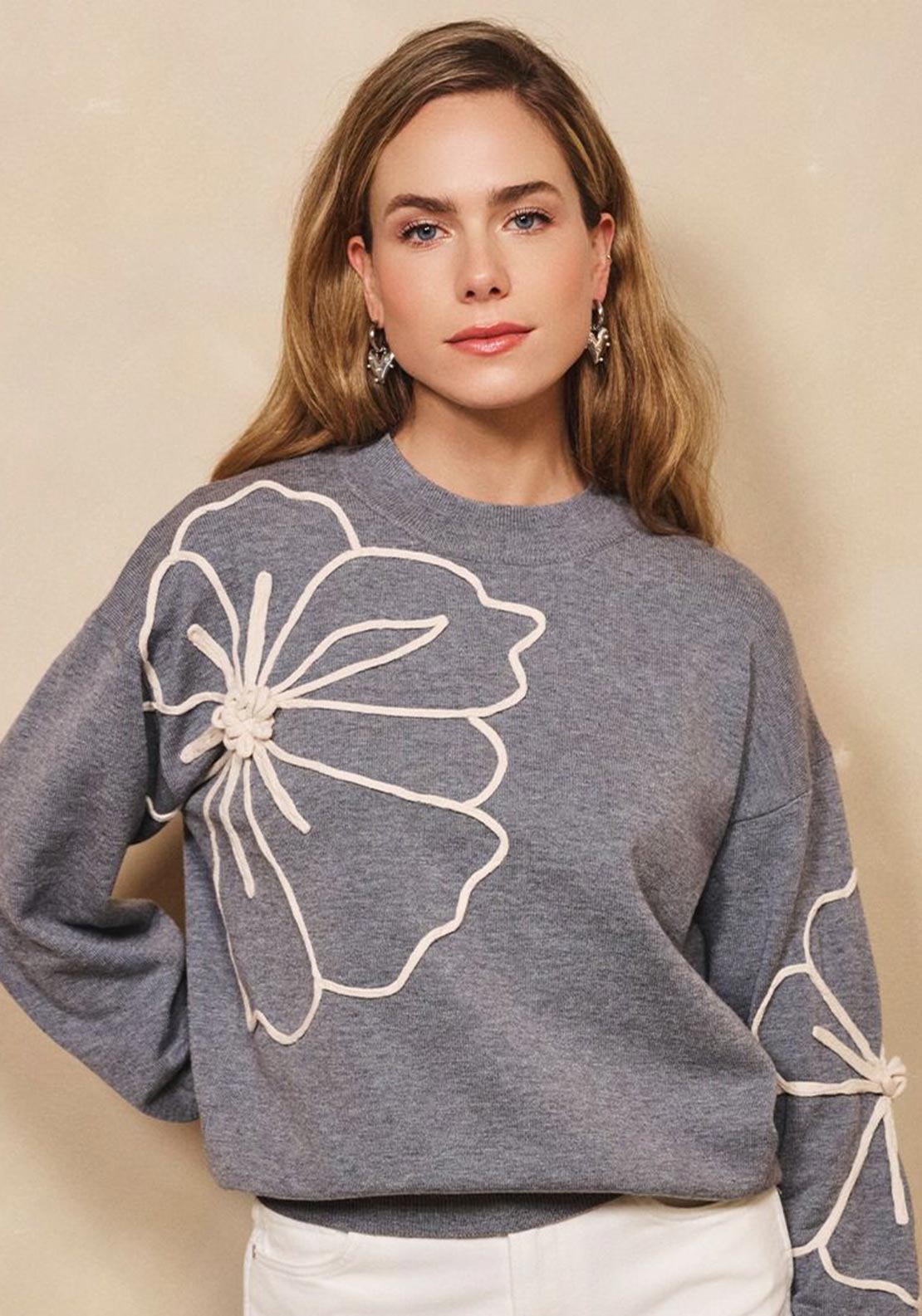 ESQUALO SWEATER TAPE FLOWER PATCH