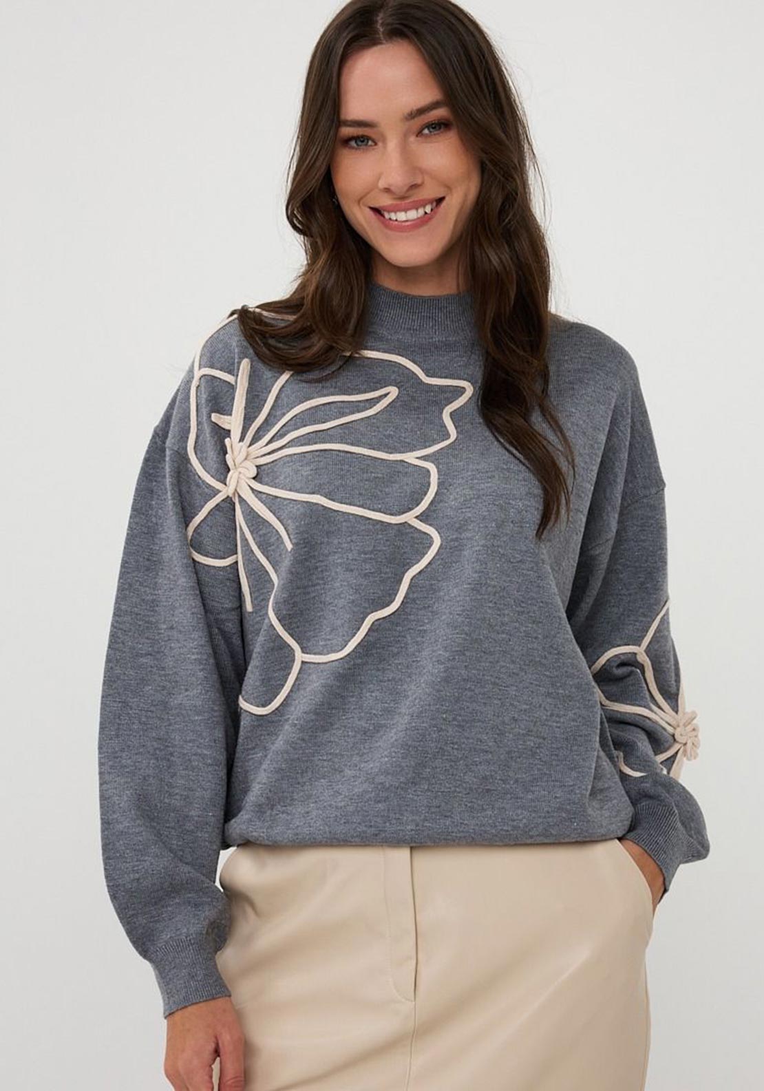 ESQUALO SWEATER TAPE FLOWER PATCH