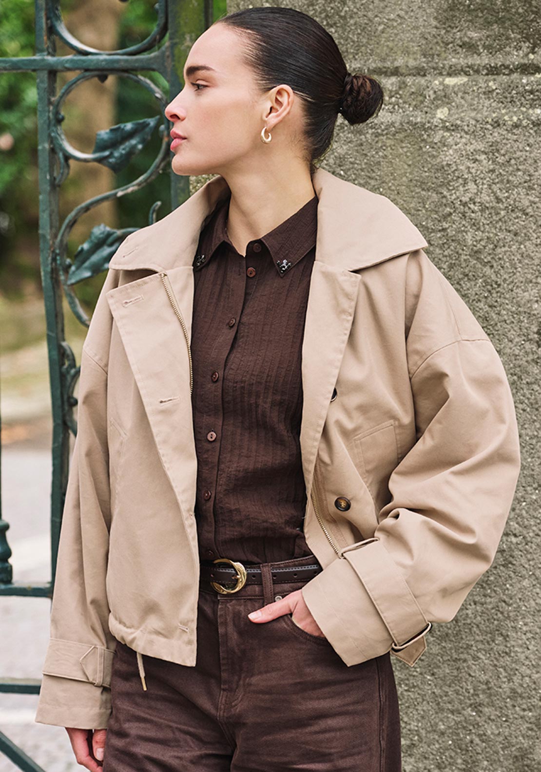Esqualo Fleece Lined Hooded Jacket, Beige
