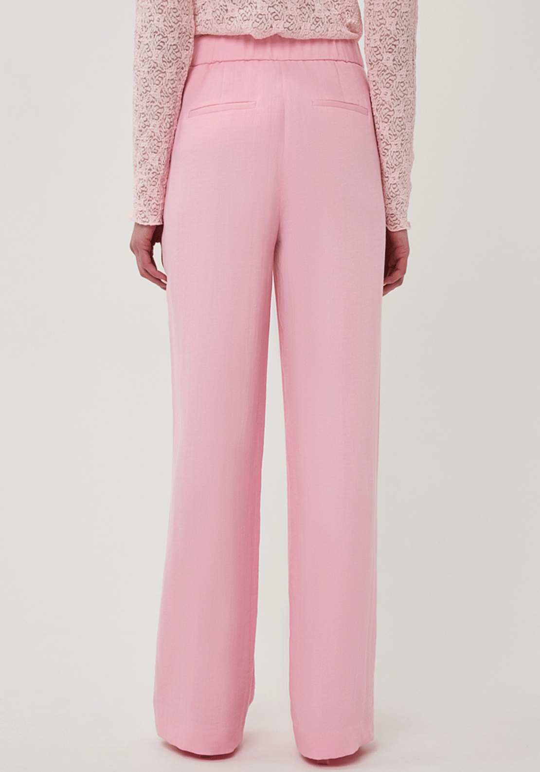 Esqualo Wide Leg Twill Trousers, Light Pink