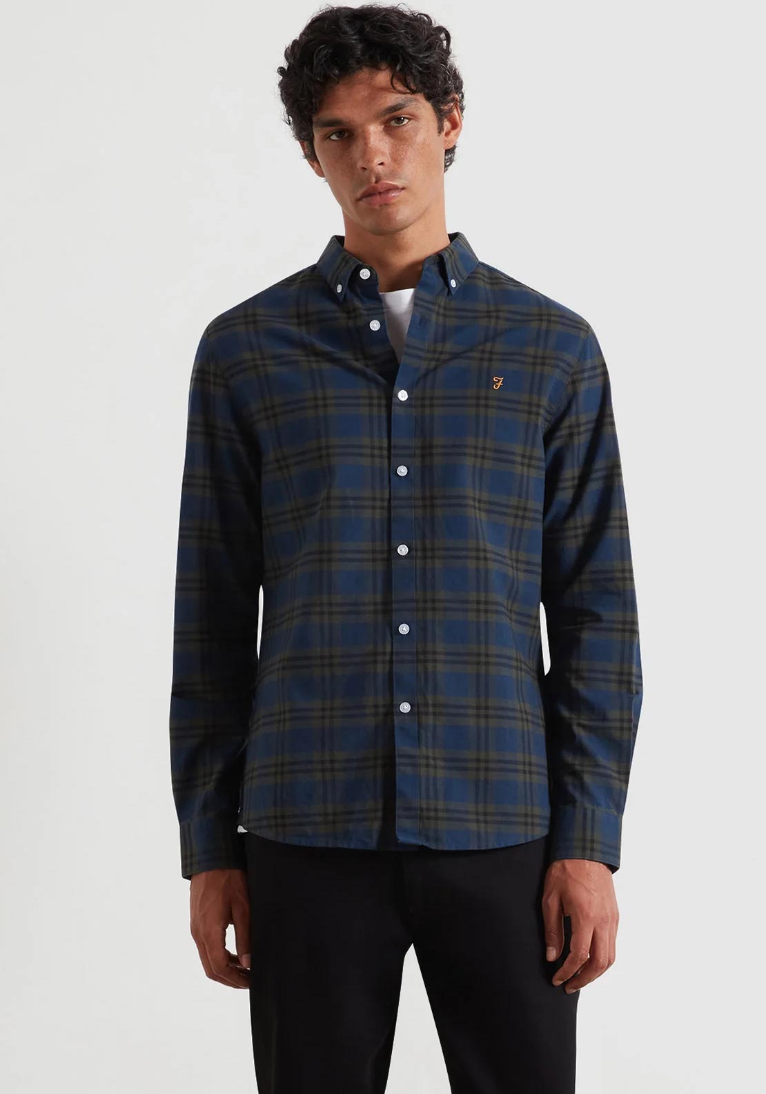 Farah Brewer Check Oxford Shirt, Evergreen
