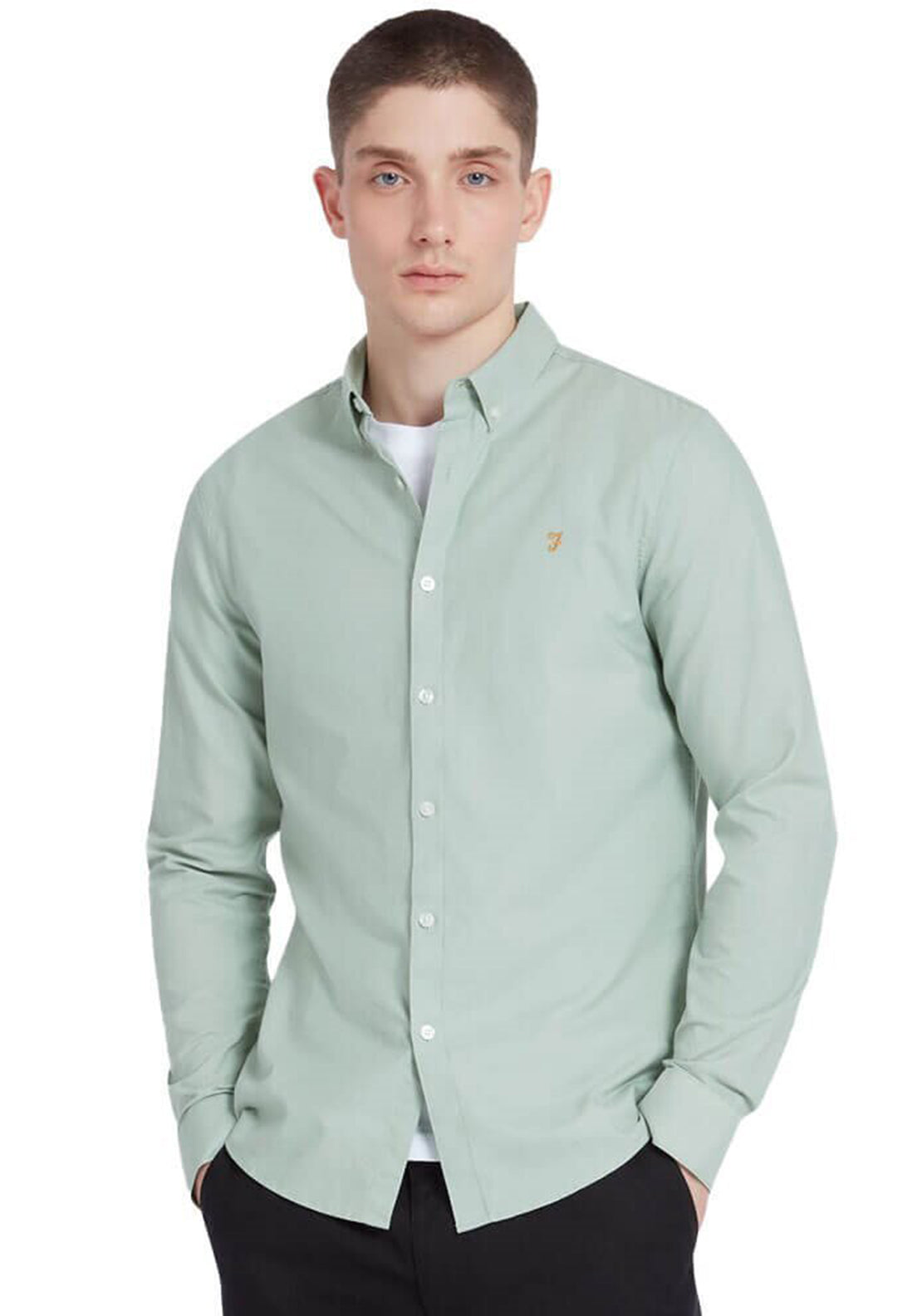 Farah Brewer Long Sleeve Shirt, Grove Green