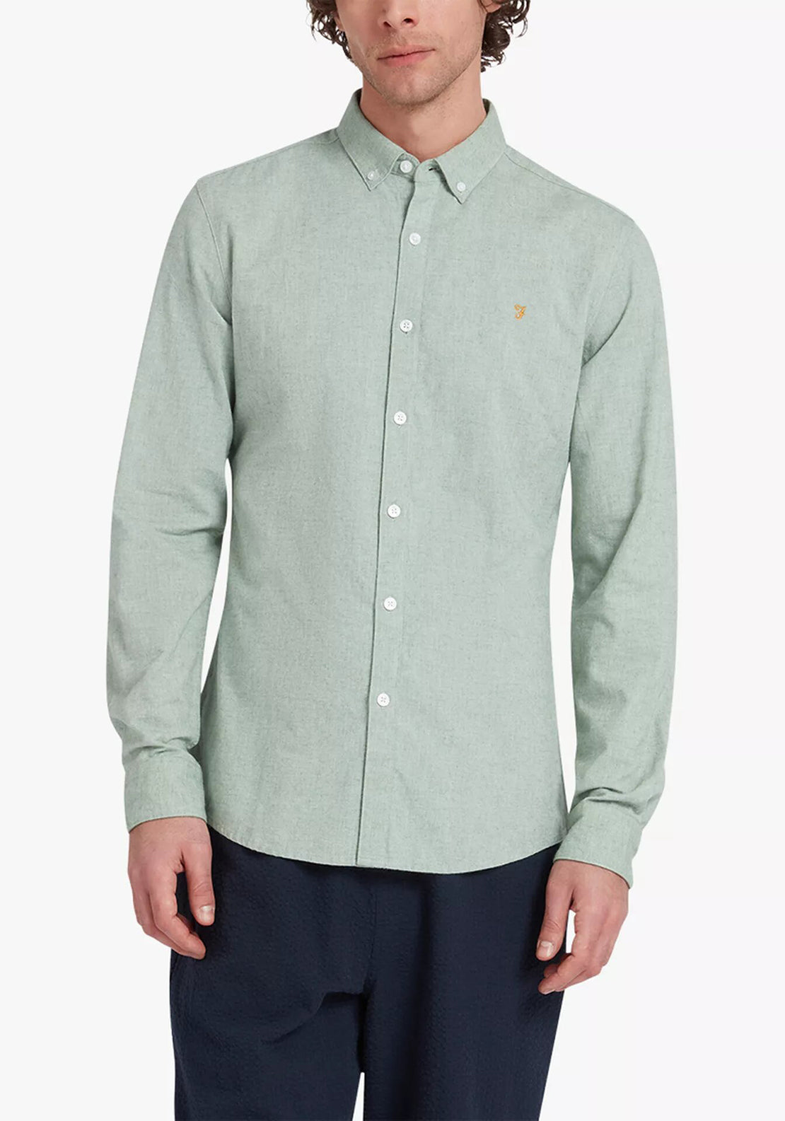 Farah Steen Brushed Cotton Shirt, Green Meadow Marl