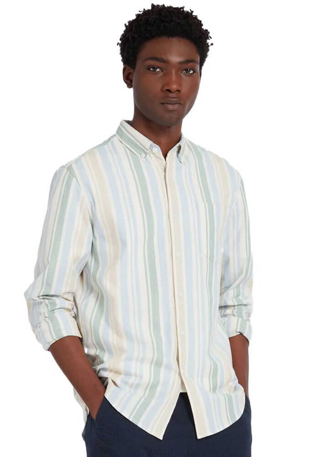 Farah Steen Stripe Shirt, Ecru Multi
