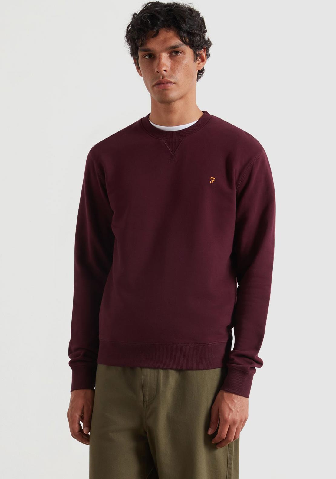 Farah Tim Crew Men's 100% Cotton Sweatshirt Russet Size M Bnwt