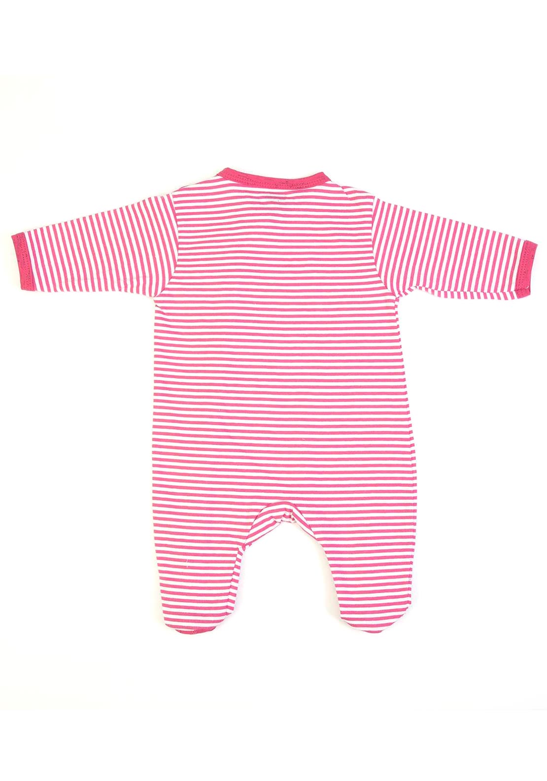 FS Baby Girl Dino Stripe Babygrow, Pink