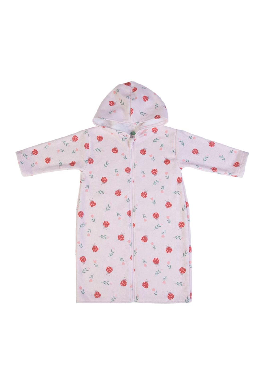 FS Baby Girl Ladybug Long Sleeve Hooded Towel, Pink