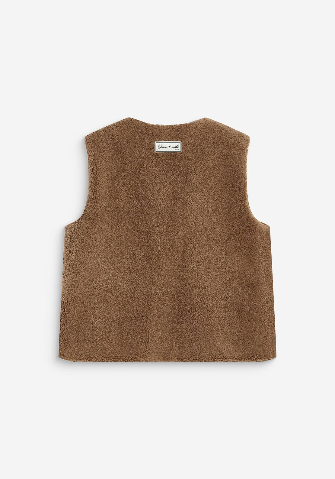 Grace & Mila Textured Open Gilet, Taupe
