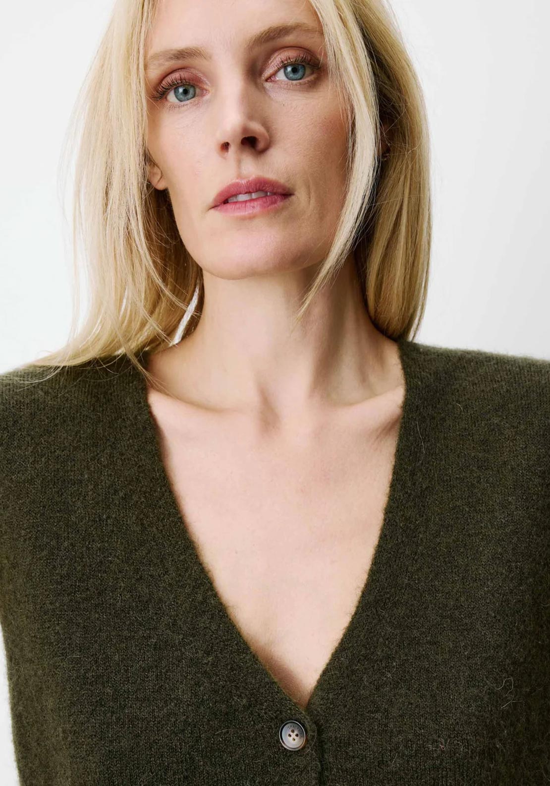 Grace & Mila Nars Sleeveless Knit Cardigan, Khaki Green