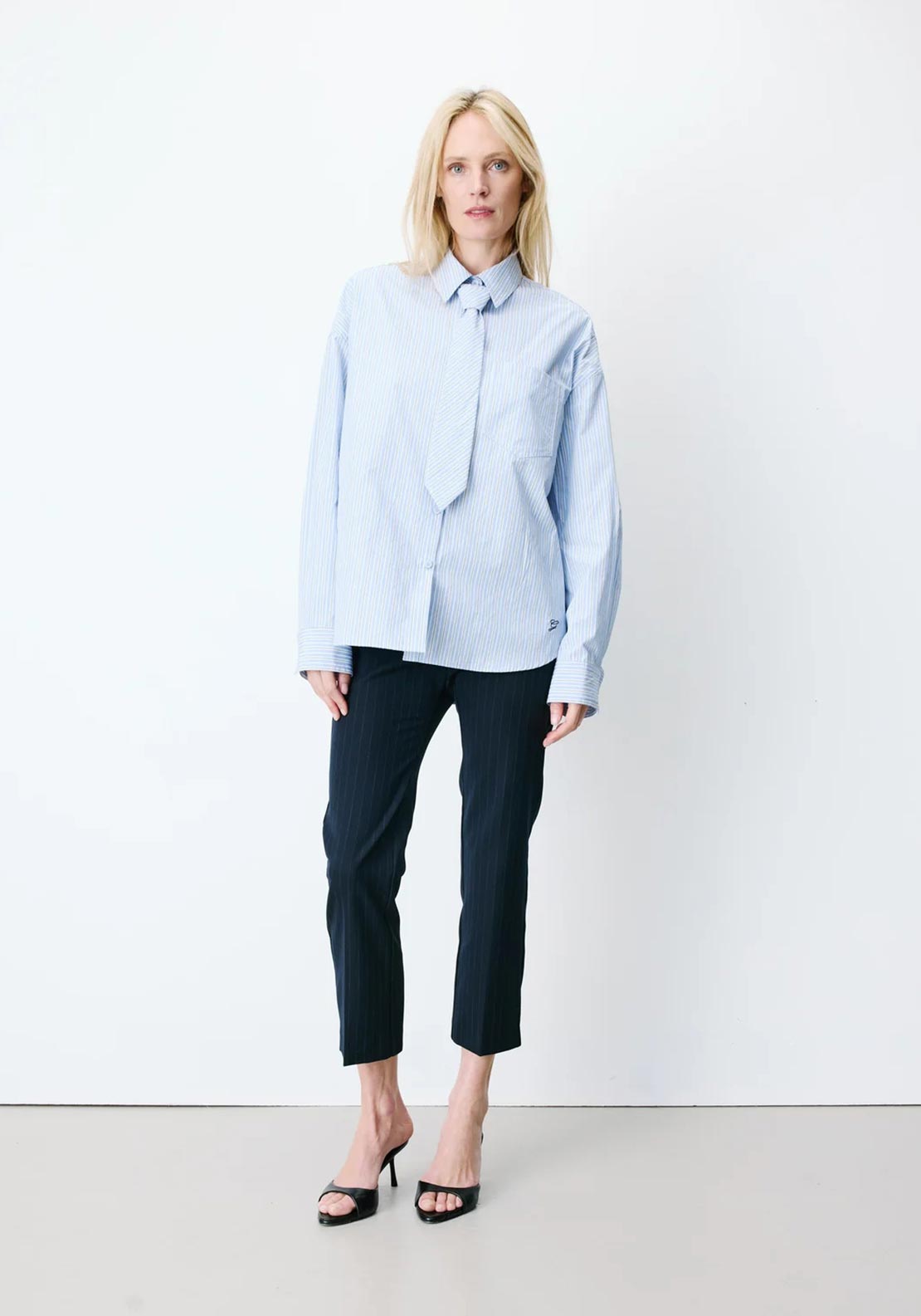 Grace & Mila Athena Pinstriped Shirt, Blue