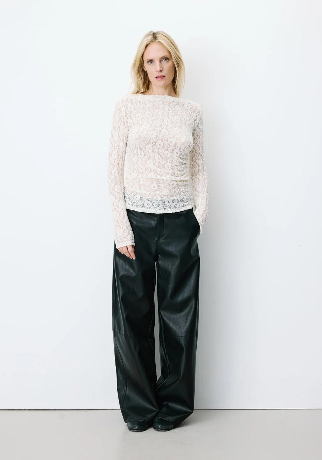 Grace & Mila Avoine Long Sleeve Lace Top, Cream