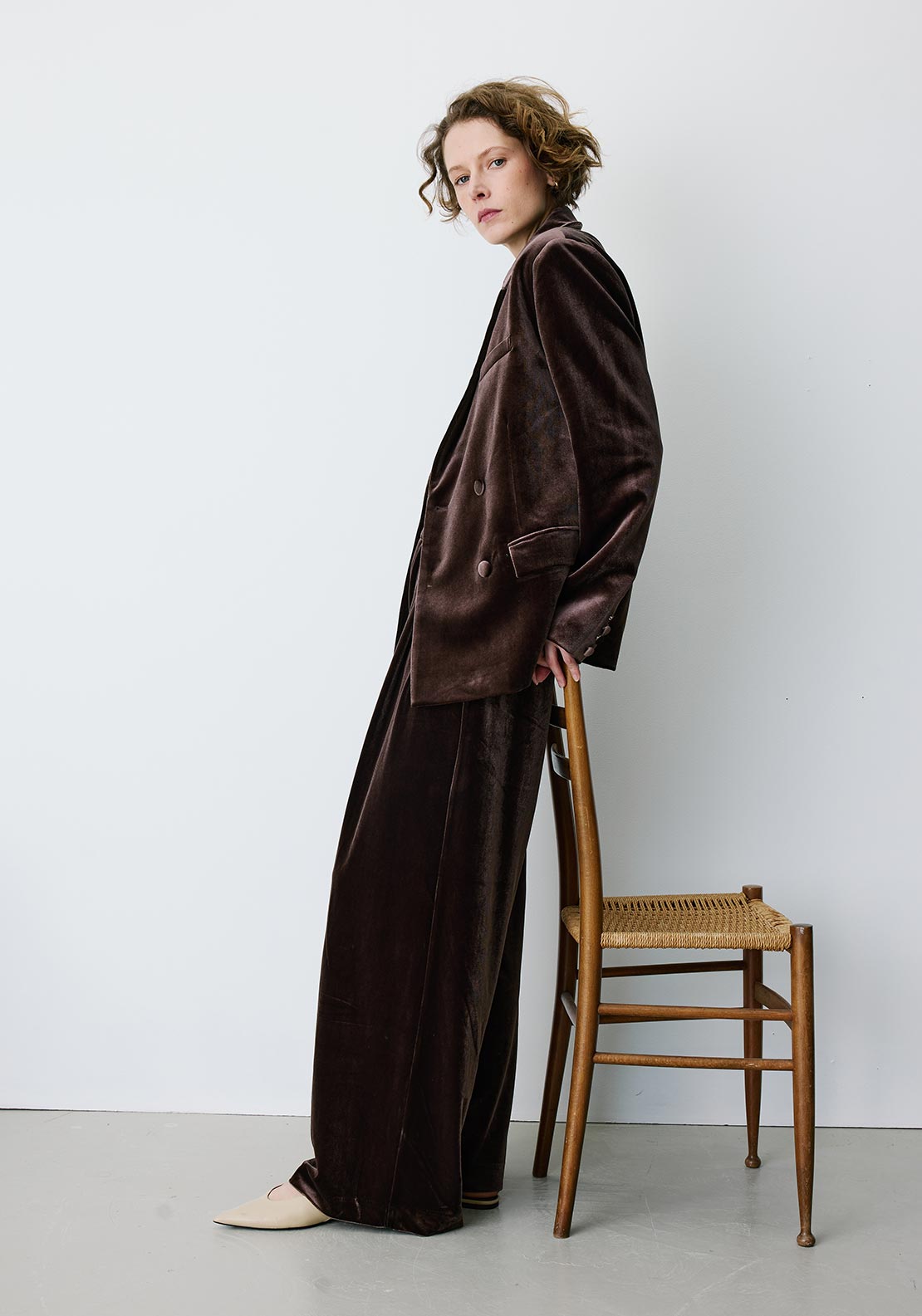Grace & Mila Bradley Suede Notched Neckline Blazer, Brown