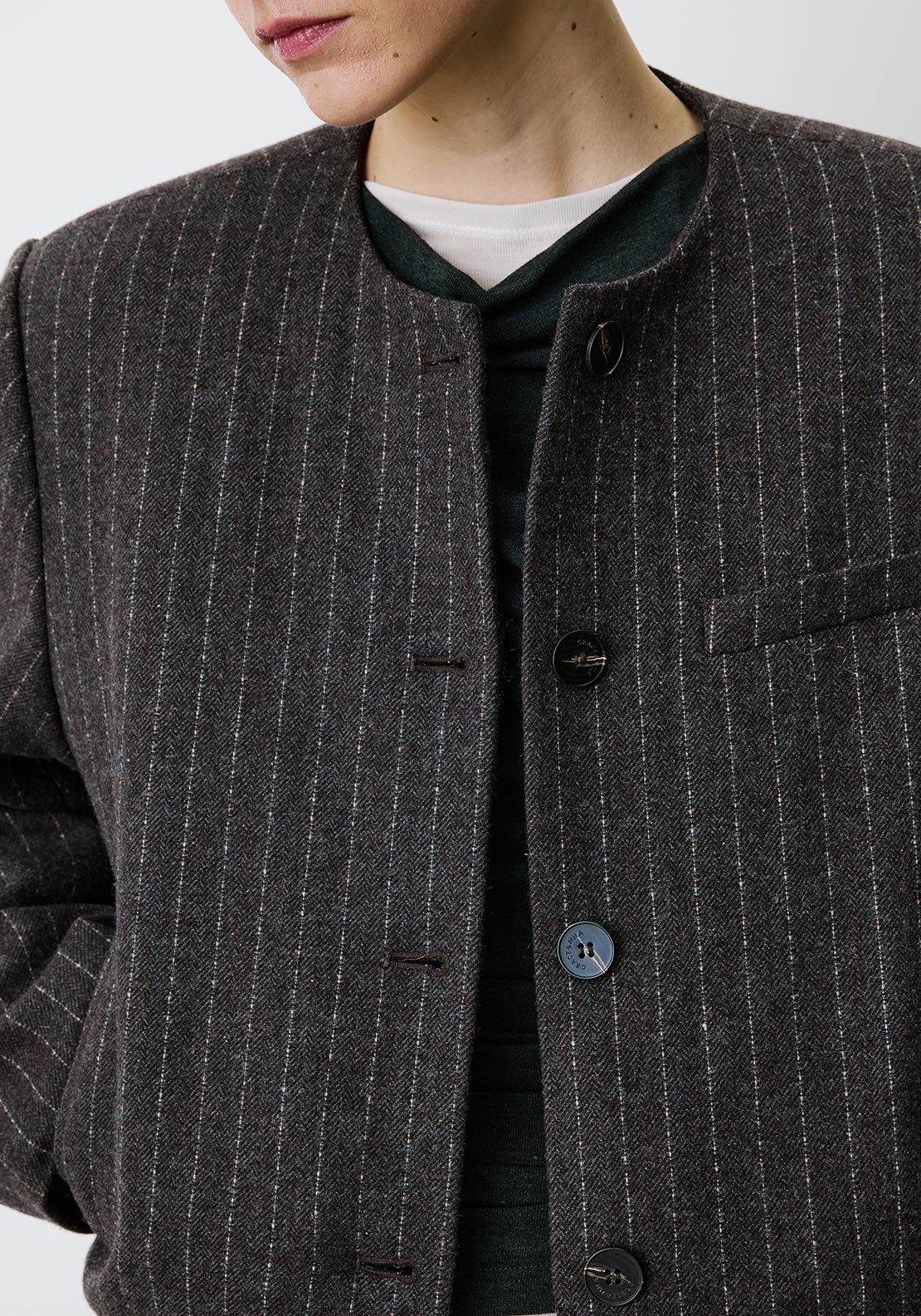 Grace & Mila Bruna Pinstripe Jacket, Brown