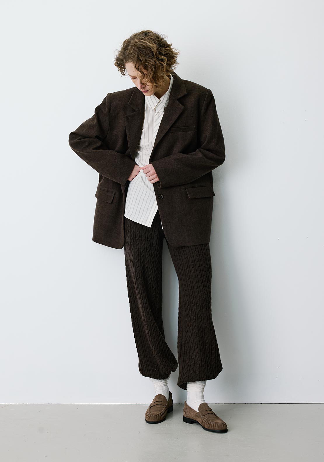 Grace & Mila Behati Faux Pocket Detail Blazer, Brown