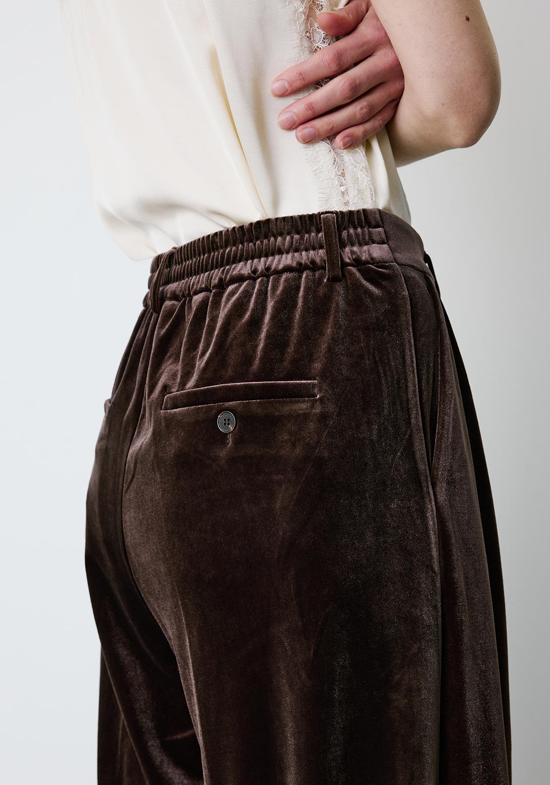 Grace & Mila Benson Suede Wide Leg Trousers, Brown