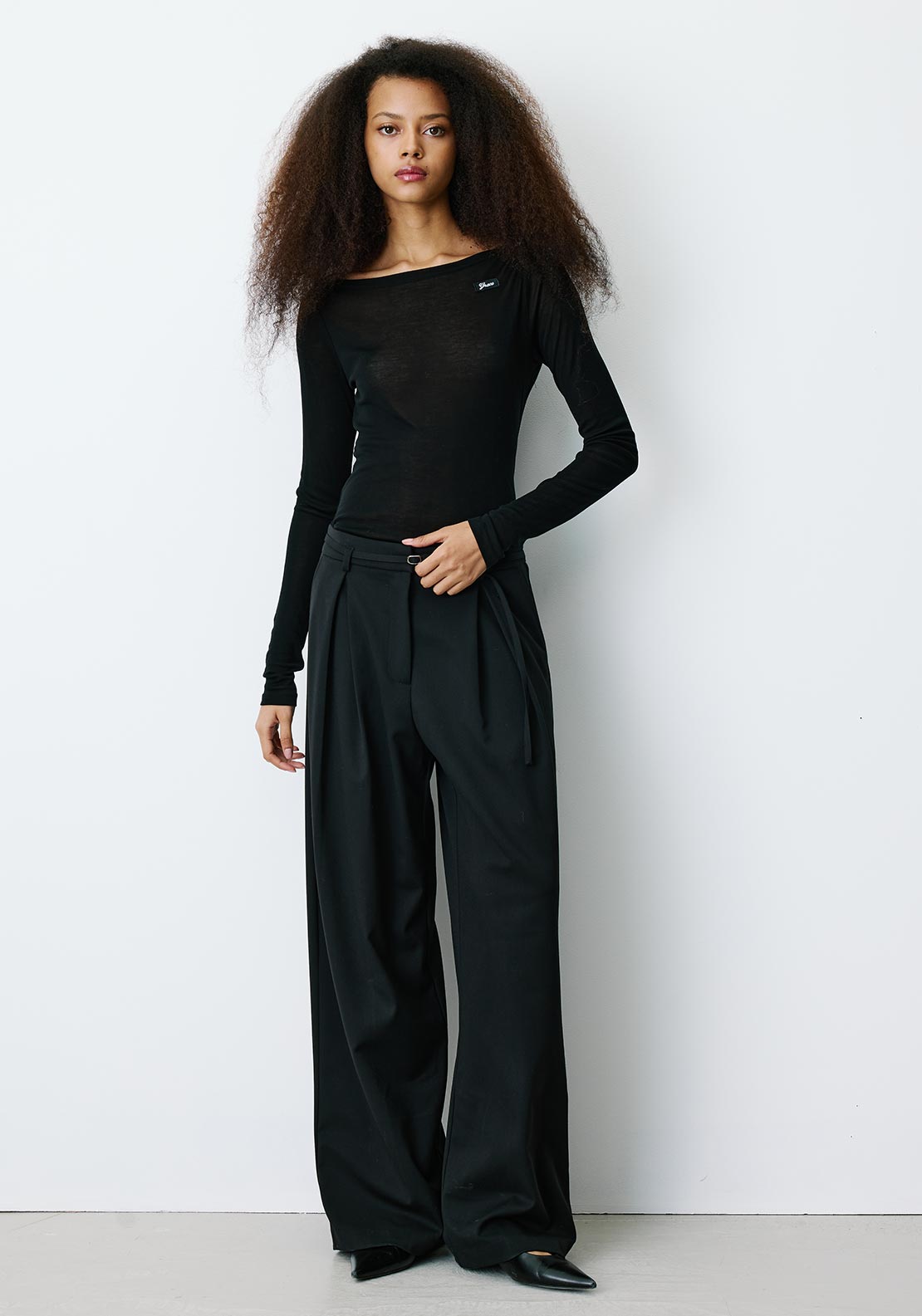 Grace & Mila Barclay Belted Wide Leg Trousers, Black