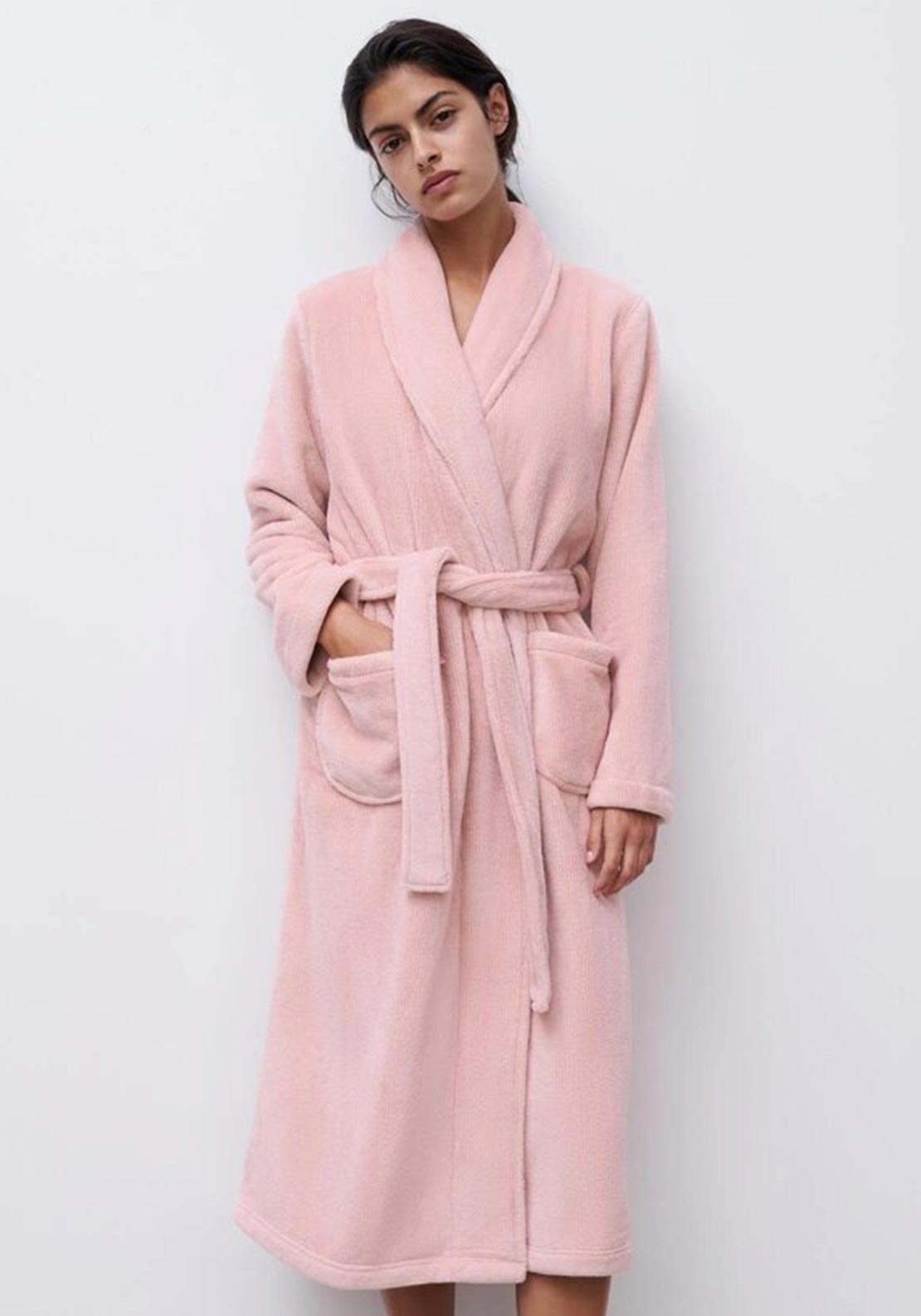 tesco pink dressing gown F&F Zip Up Fleece Dressing Gown in Pink