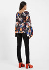 French Connection Brooke Satin Floral Top, Black