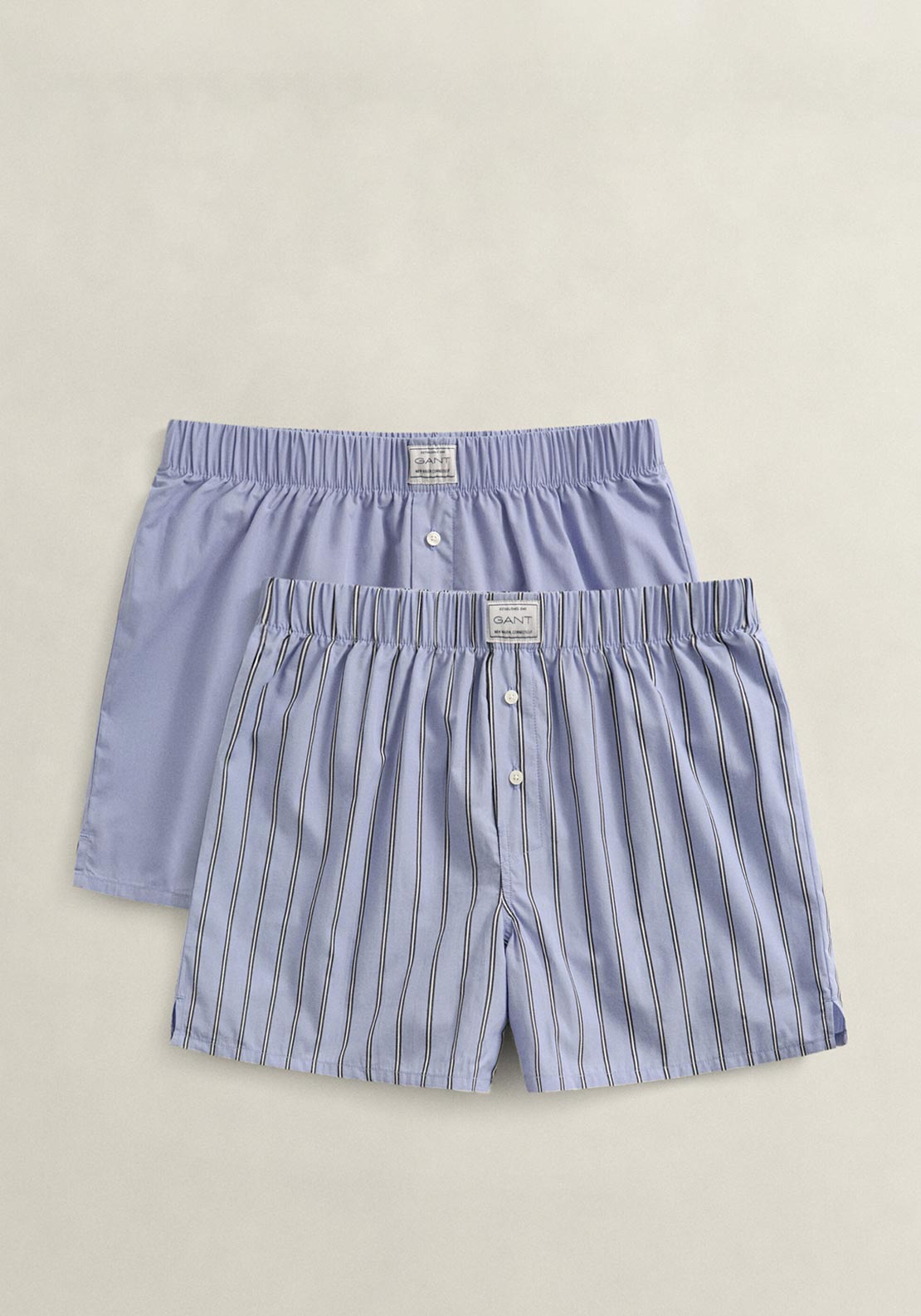 Gant 2 Pack Cotton Stripe Boxer Shorts, Blue Multi