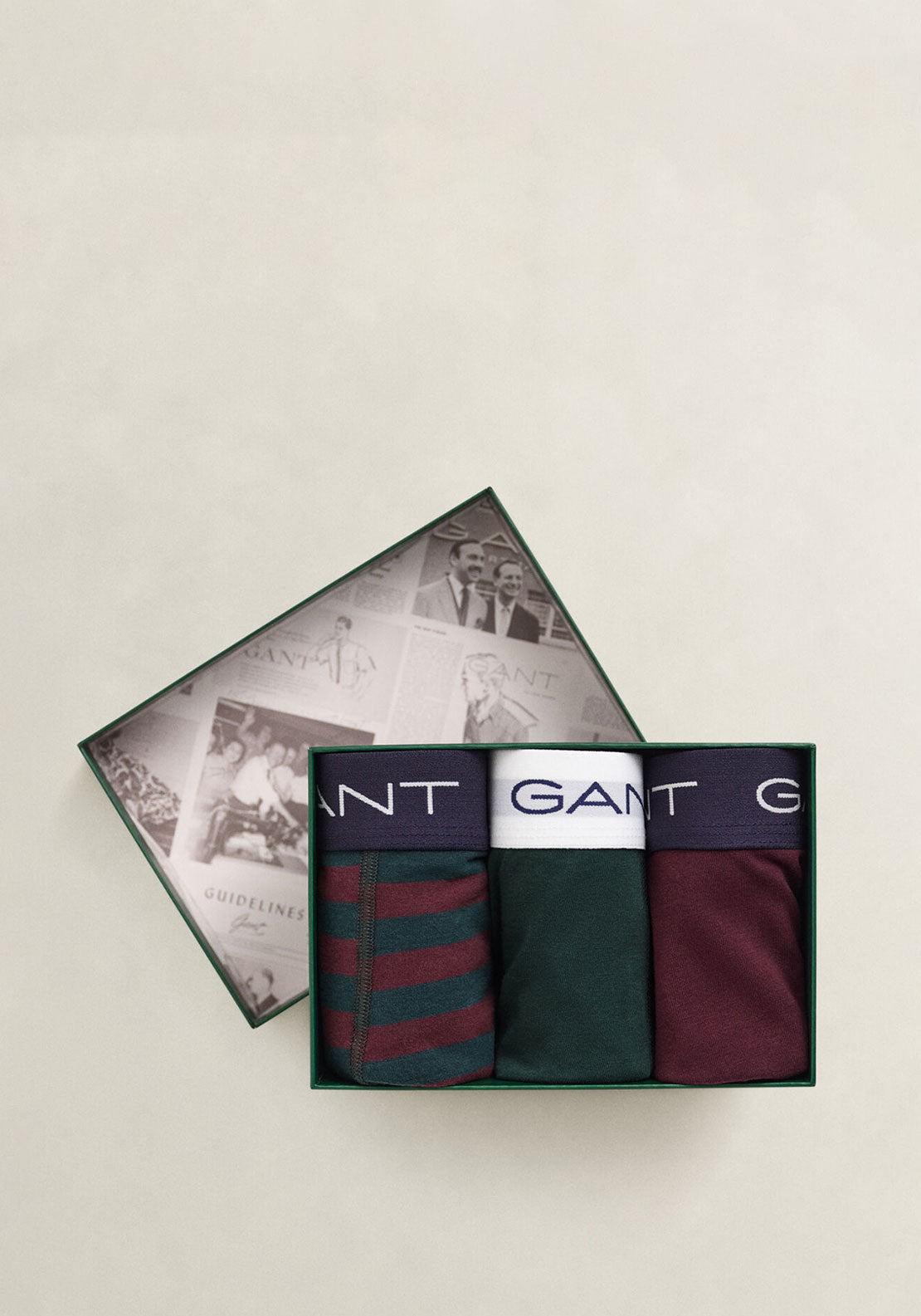 Gant 3 Pack Trunks Giftbox, Tartan Green Multi