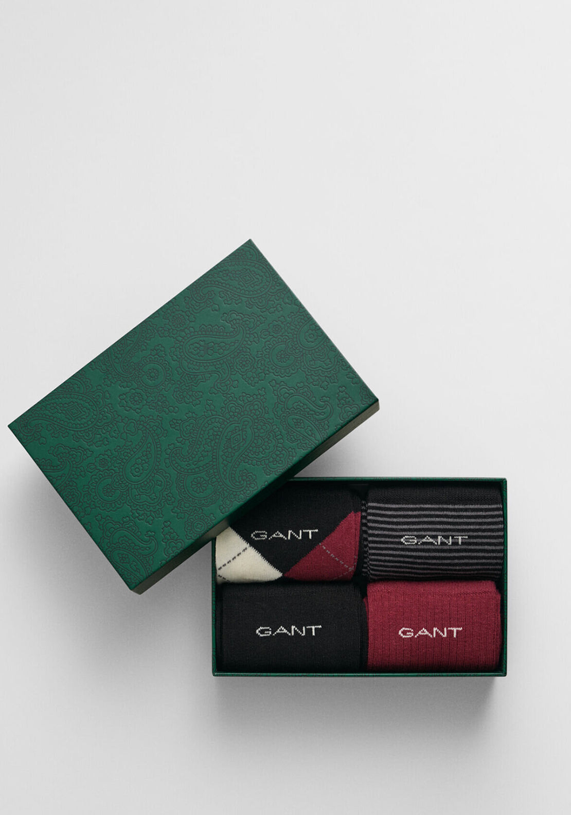 Gant 4 Pack Argyle Striped Solid Gift Box, Black Multi