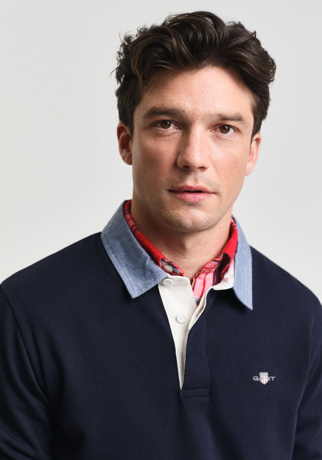 Gant Chambray Heavy Rugger Rugby Shirt, Evening Blue