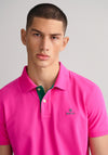 Gant Contrast Collar Pique Polo Shirt, Hyper Pink