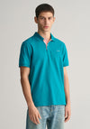 Gant Contrast Pique Polo Shirt, Ocean Turquoise