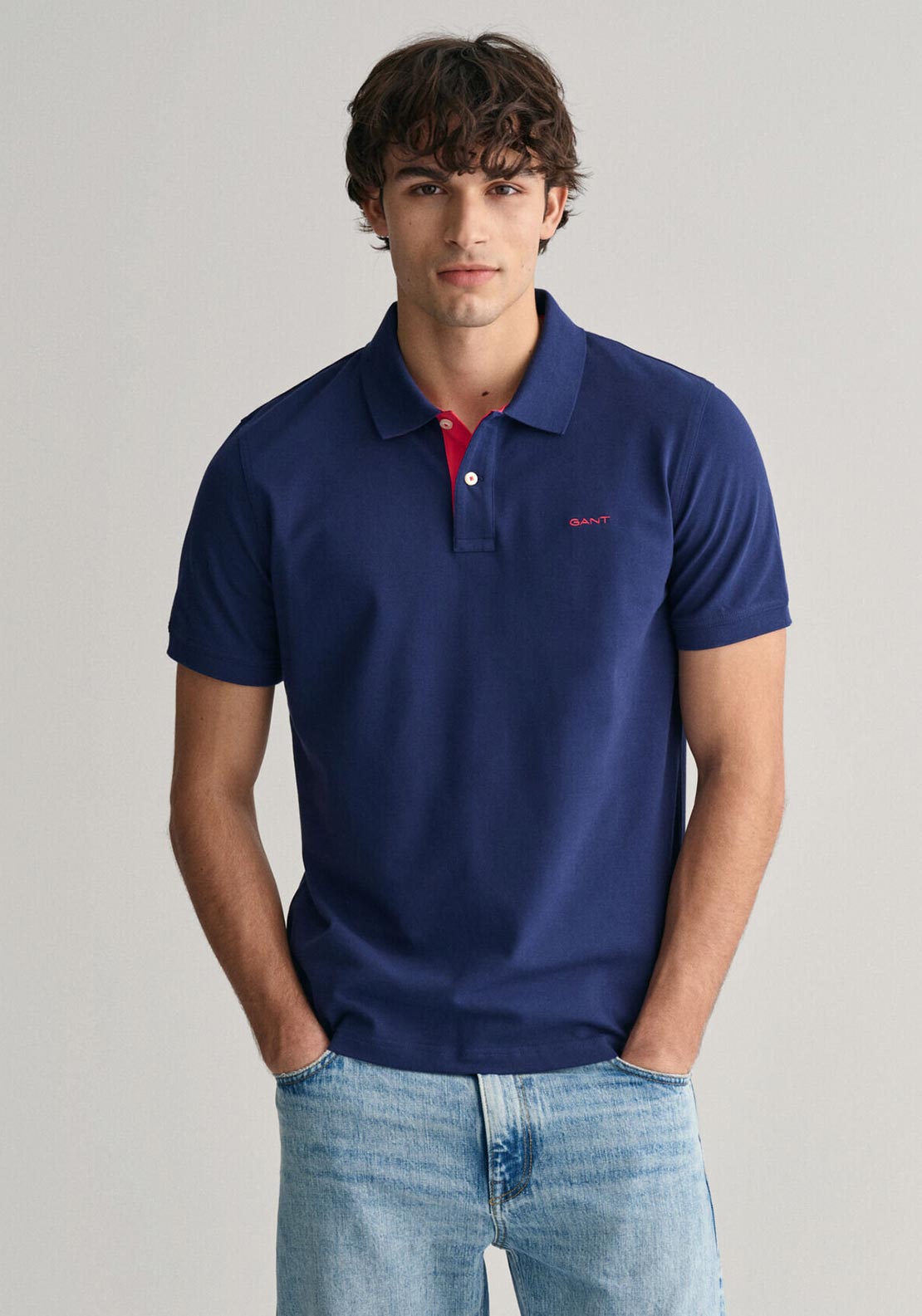 Gant Contrast Pique Polo Shirt, Persian Blue McElhinneys