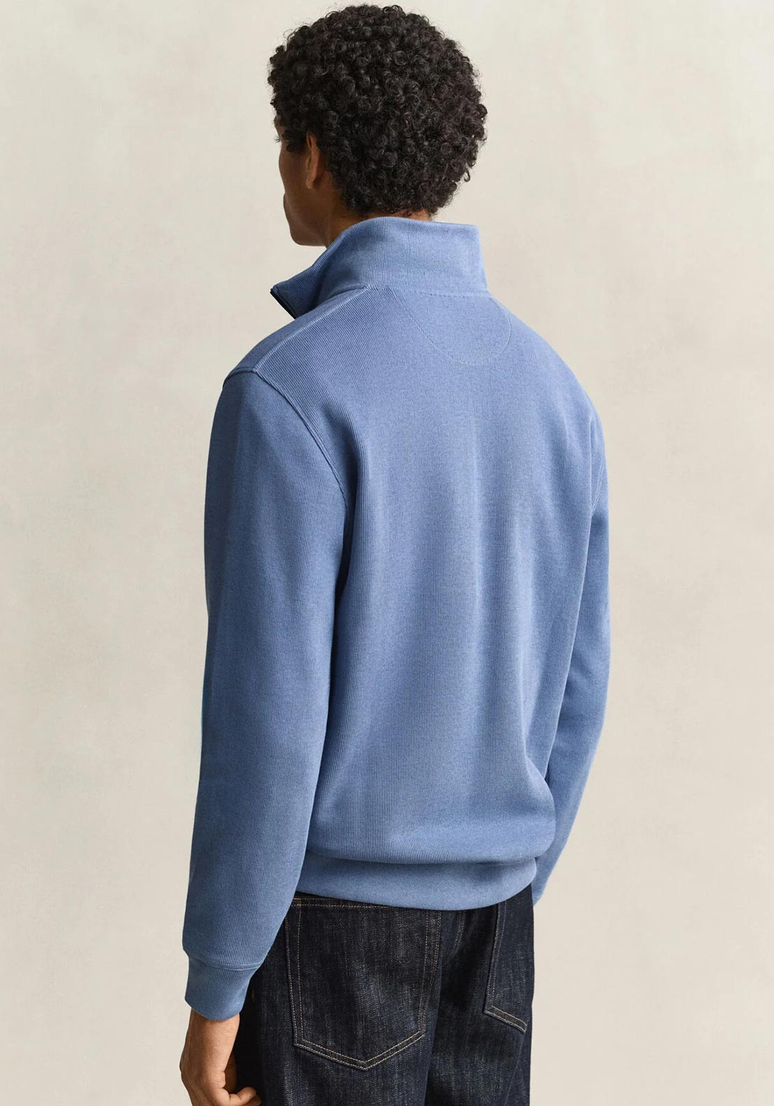 Gant Sacker Rib Half Zip Sweatshirt, Blue Horizon