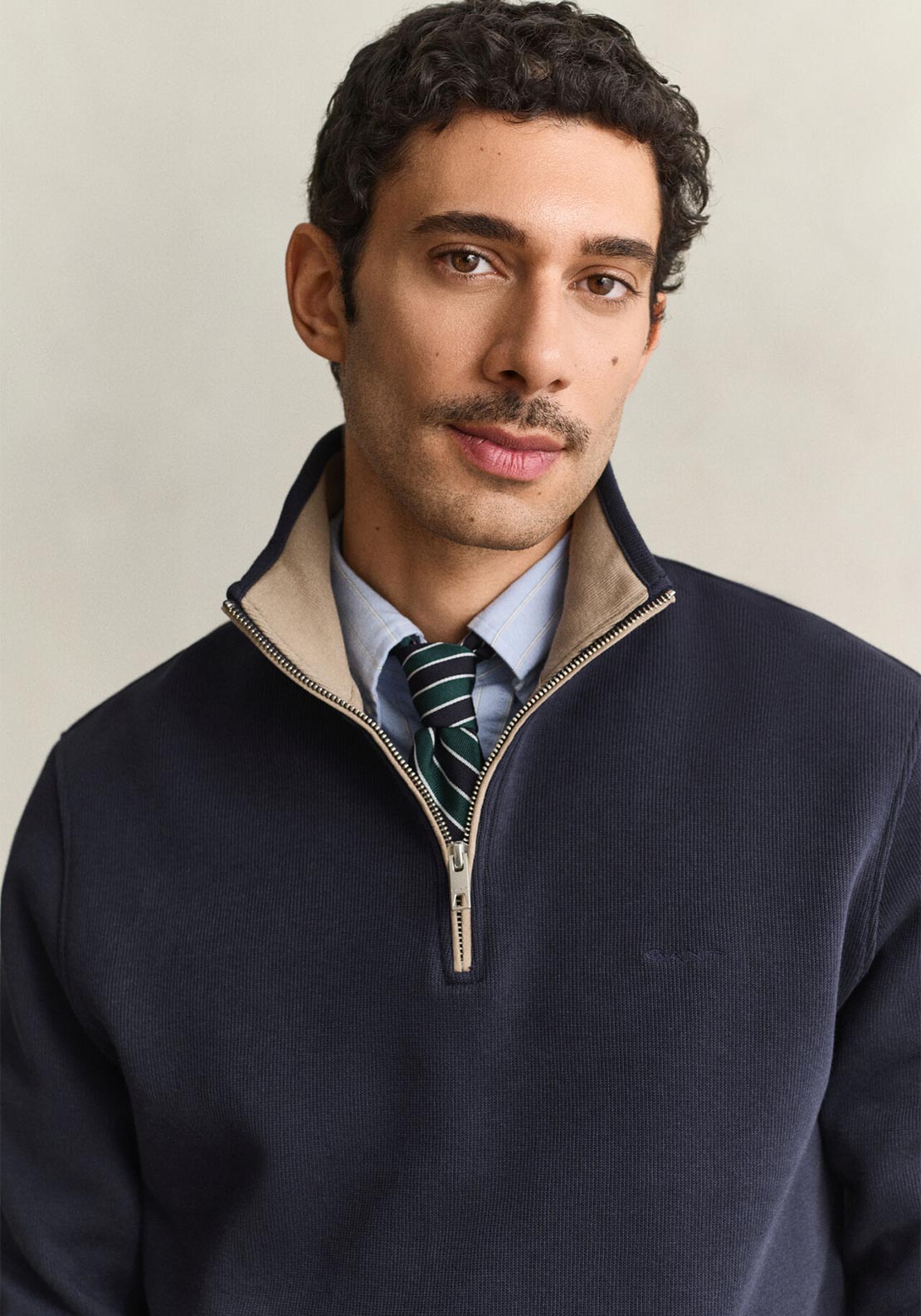 Gant Sacker Rib Half Zip Sweatshirt, Navy