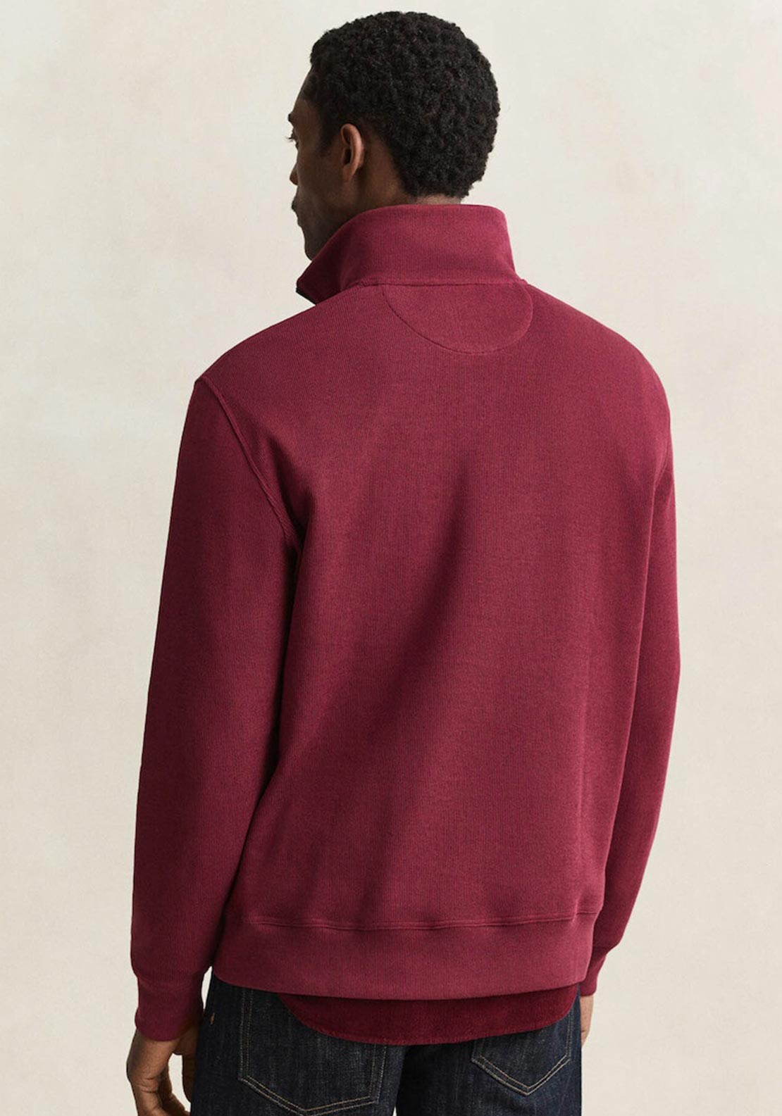 Gant Sacker Rib Half Zip Sweatshirt, Deep Grape Wine