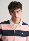 Gant Shield Heavy Rugger Barstripe Polo Shirt, Bubblegum Pink