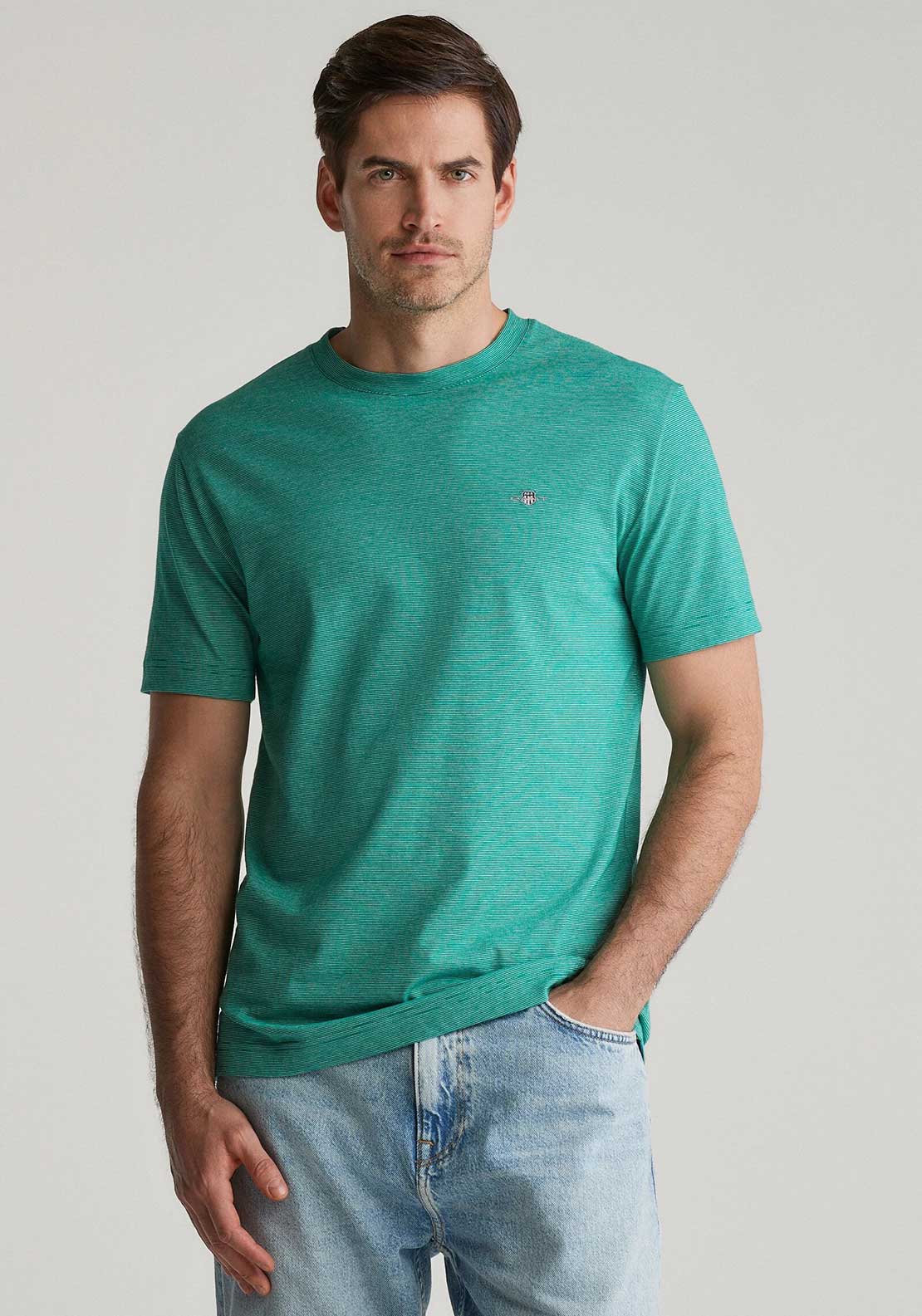 Gant Small Stripe T-Shirt, Deep Green