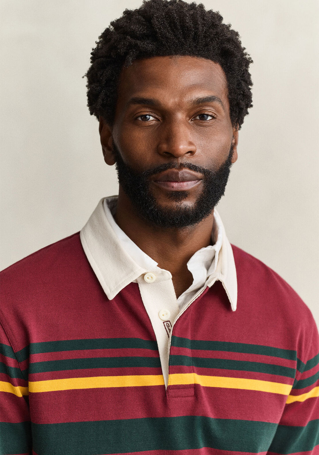 Gant Striped Heavy Rugger Rugby Shirt, Plumped Red Multi