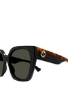 Gucci Ladies Oversized Square Havanna Sunglasses, Black