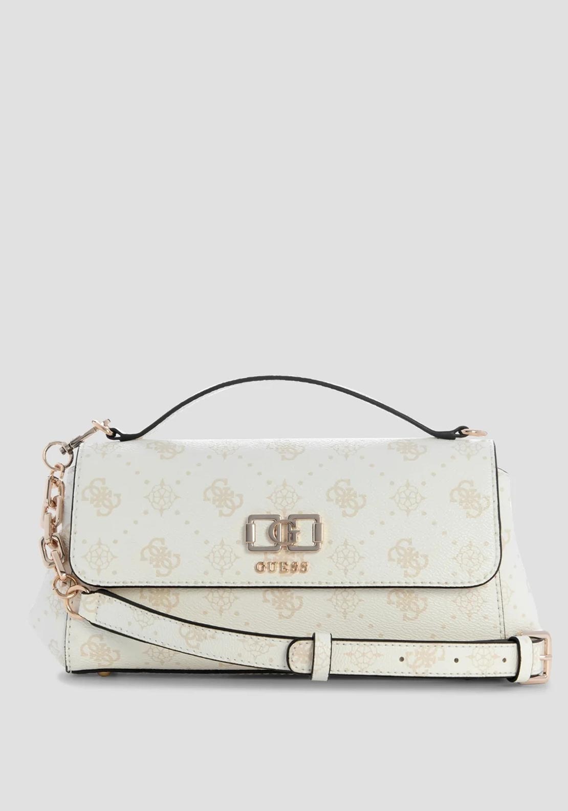 Guess Emilie Logo Flapover Crossbody Bag, White