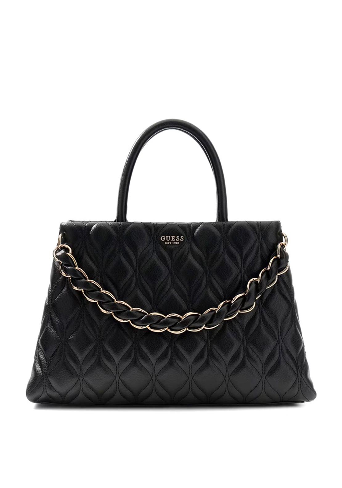 Guess Maxine Medium Quilted Satchel Bag, Black