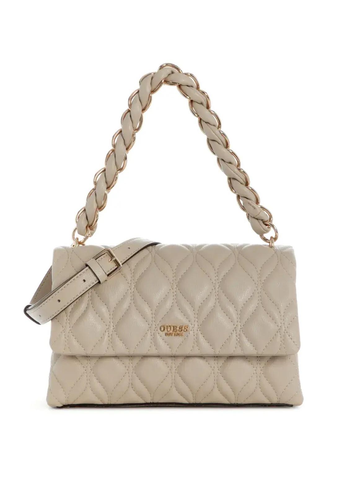 Guess Maxine Small Quilted Crossbody Bag, Light Taupe