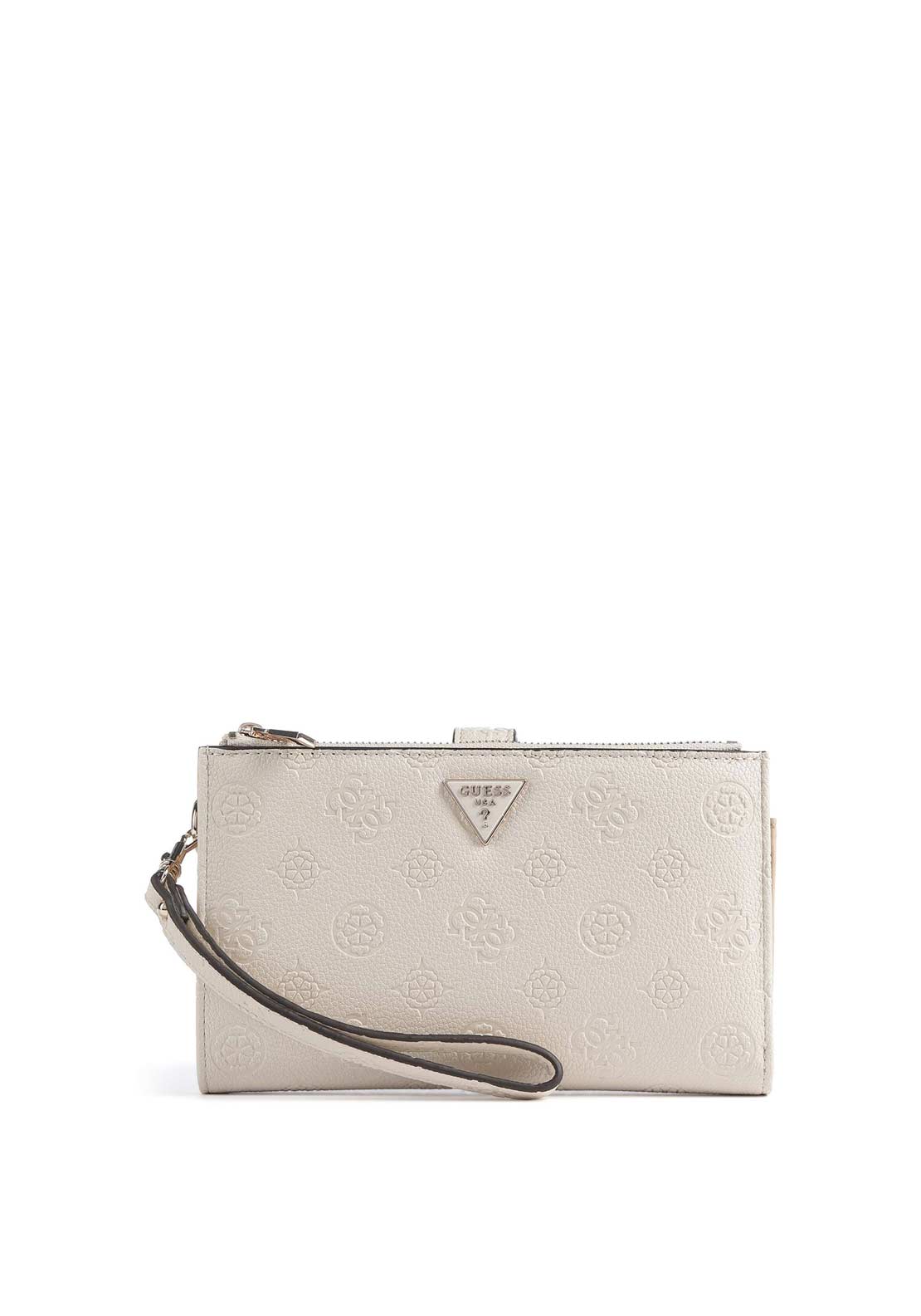 Guess Blake SLG Large Double Zip Organiser Wallet, Cream