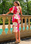 Girl in Mind Willow Floral One Shoulder Dress, Pink Multi