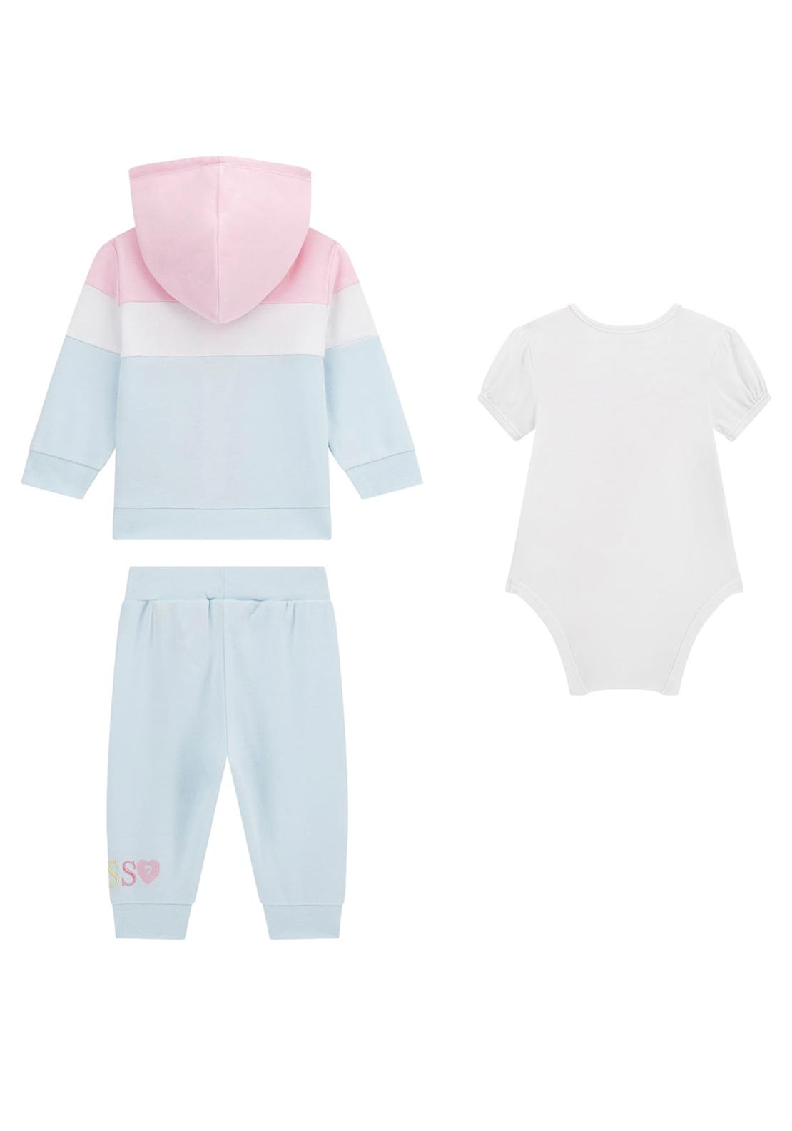 Guess Baby Girl Heart 3 Piece Tracksuit, Blue Multi