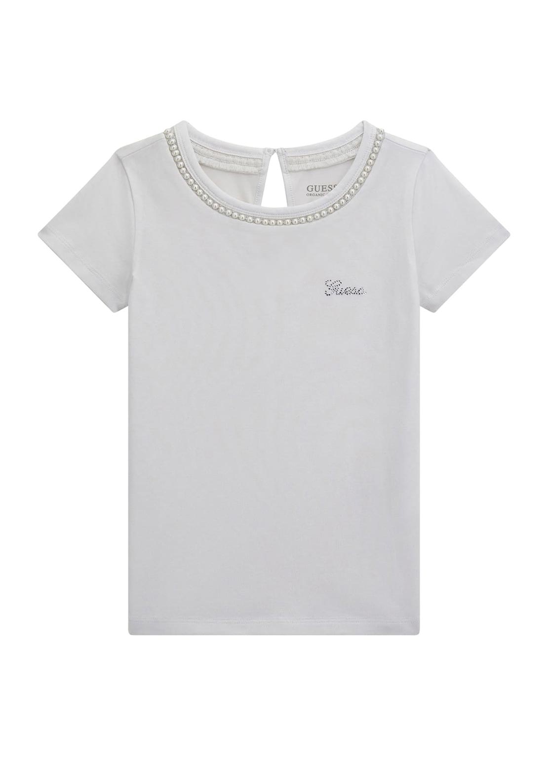 Guess Older Girl Pearl Short Sleeve Tee, White